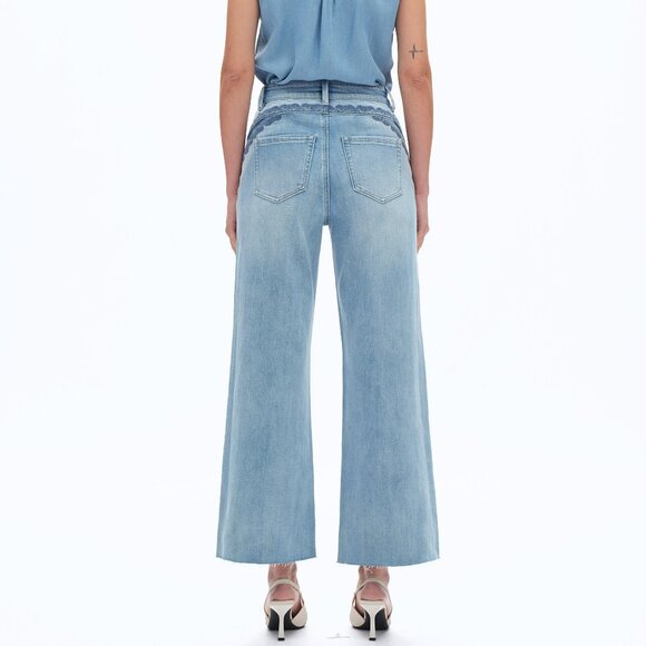 NWT Bayeas Ultra High-Rise Embroidered Wide Leg Patchwork Jeans - Picture 4 of 11